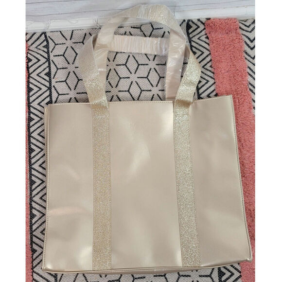 JIMMY CHOO PARFUMS GOLD TOTE BAG W GLITTER HANDLES - Picture 5 of 14